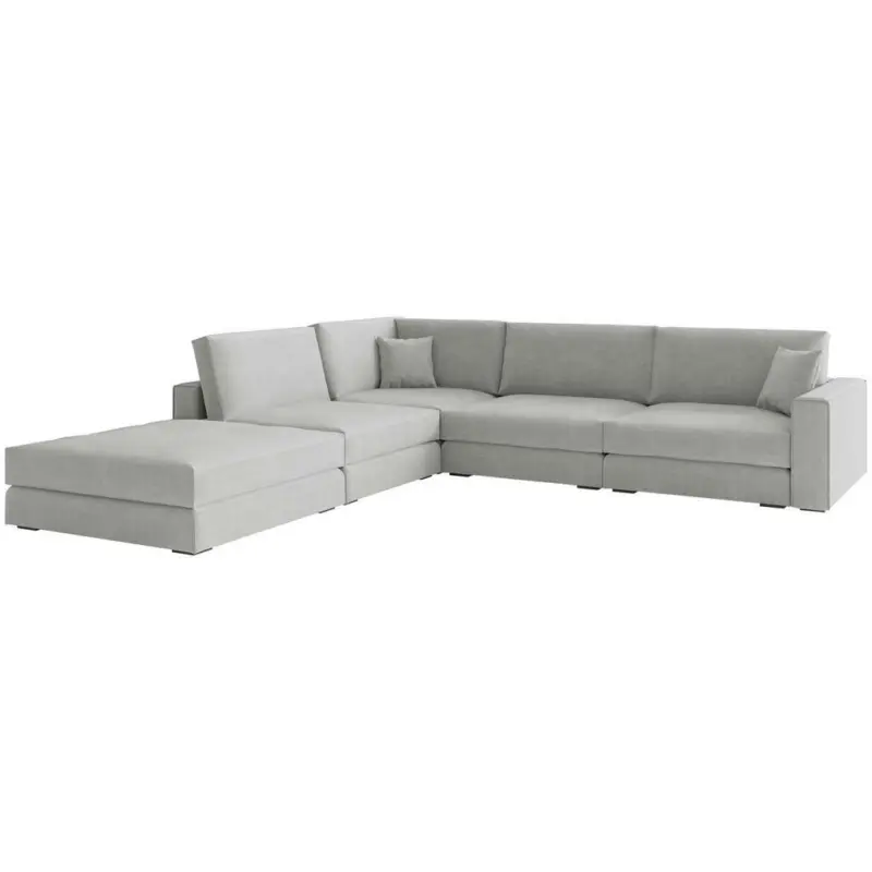 Ecksofa in Flachgewebe Silberfarben