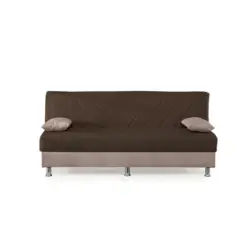Schlafsofa in Webstoff Braun, Creme