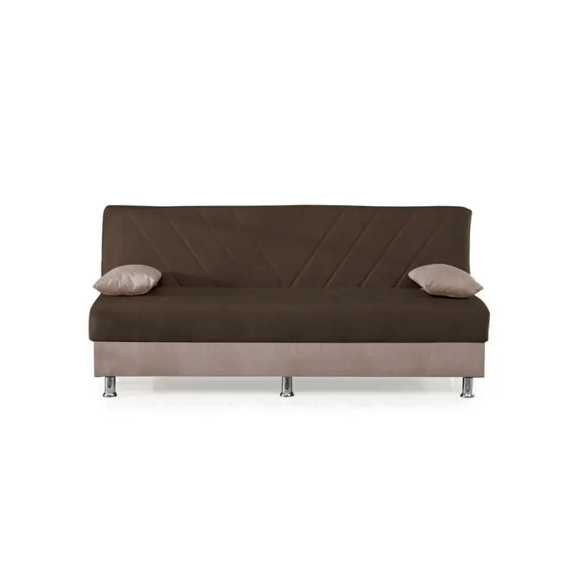 Schlafsofa in Webstoff Braun, Creme