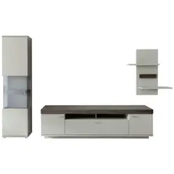 Wohnwand 320/201/50 cm in Grau, Eichefarben