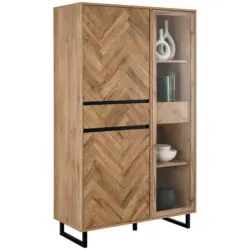 Vitrine in Schwarz, Eichefarben