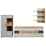 XXXLutz Lauterach - Ihr M&ouml;belhaus bei Bregenz Wohnwand 300/202/48 cm in Hellgrau, Eiche Artisan, Wildeiche