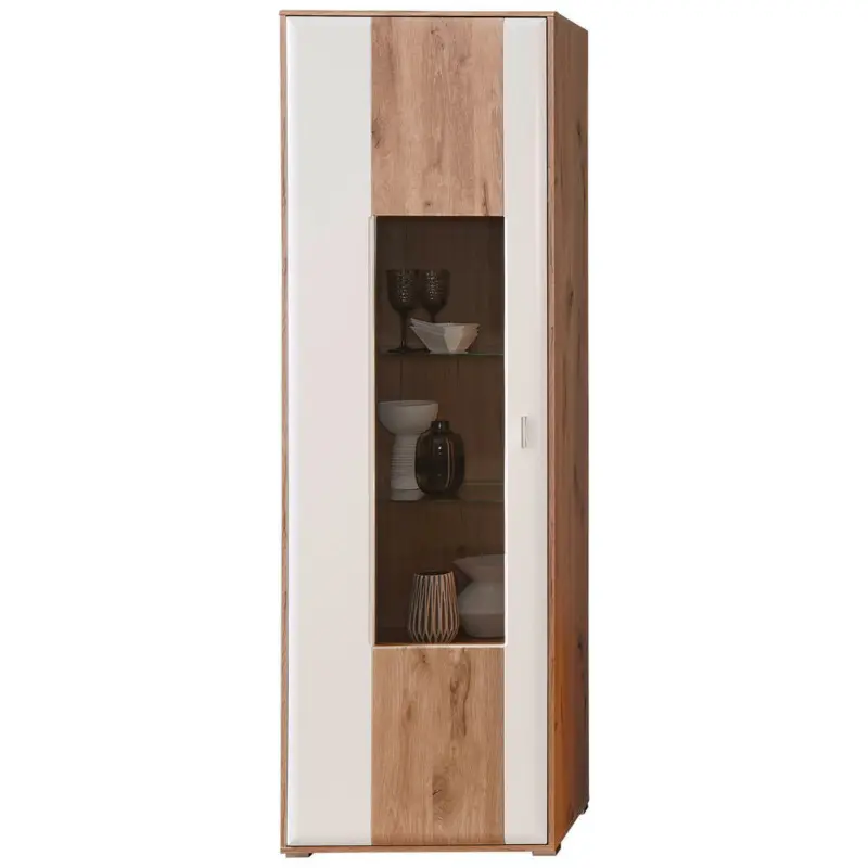 Vitrine in Weiß, Eichefarben