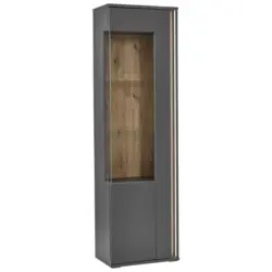 Vitrine in Grau, Eiche Artisan