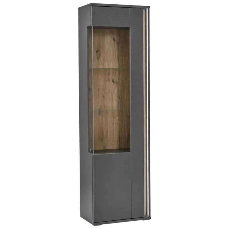 Vitrine in Grau, Eiche Artisan
