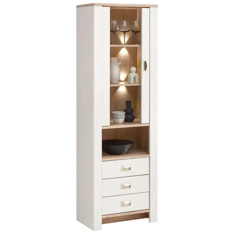 Vitrine in Grau, Eichefarben