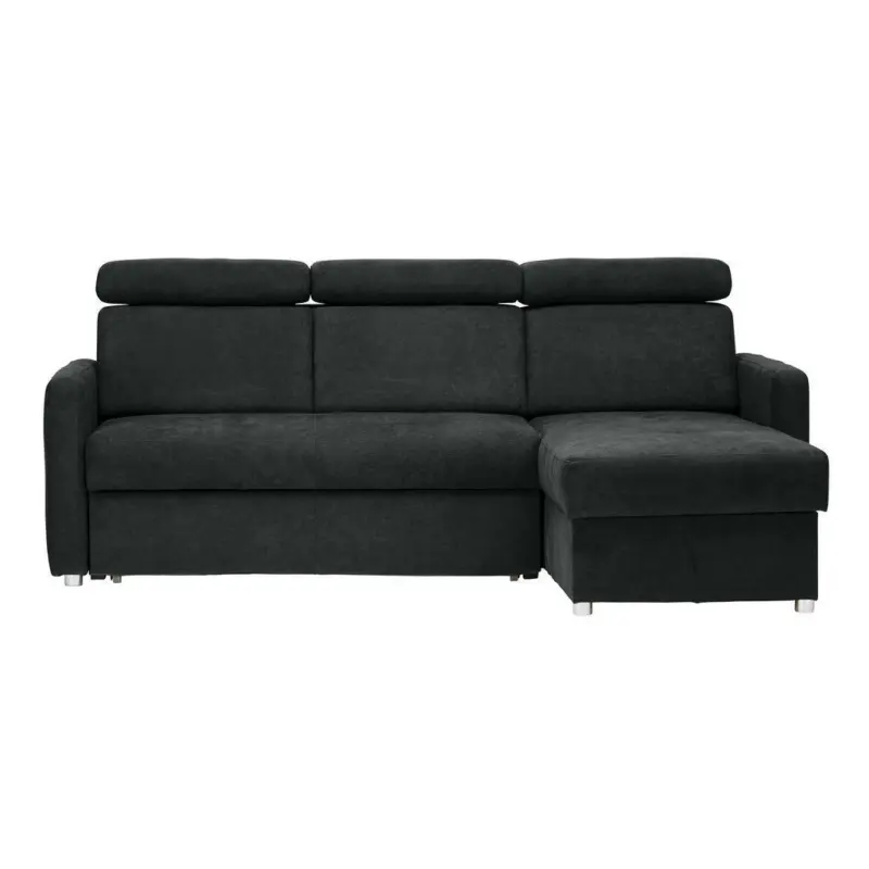 Ecksofa in Velours Schwarz