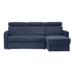 Ecksofa in Velours Blau