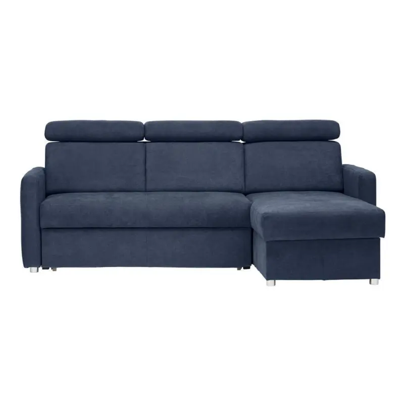 Ecksofa in Velours Blau
