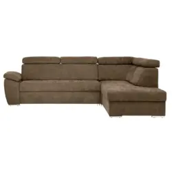 Ecksofa in Chenille Olivgrün
