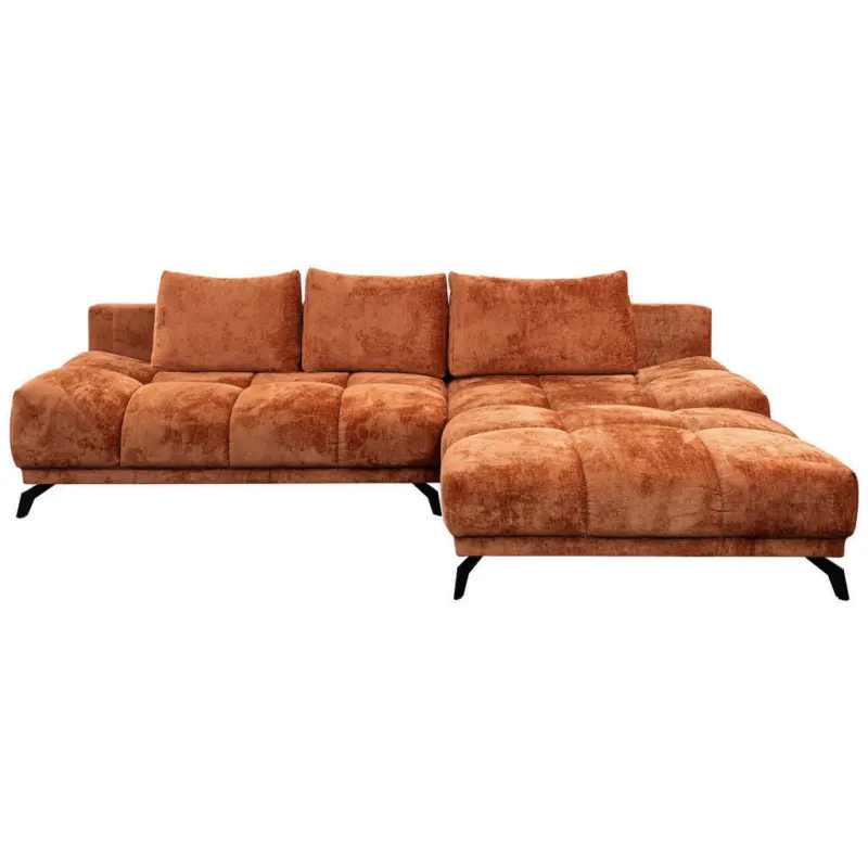 Ecksofa in Chenille Rostfarben