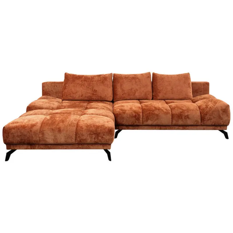 Ecksofa in Chenille Rostfarben