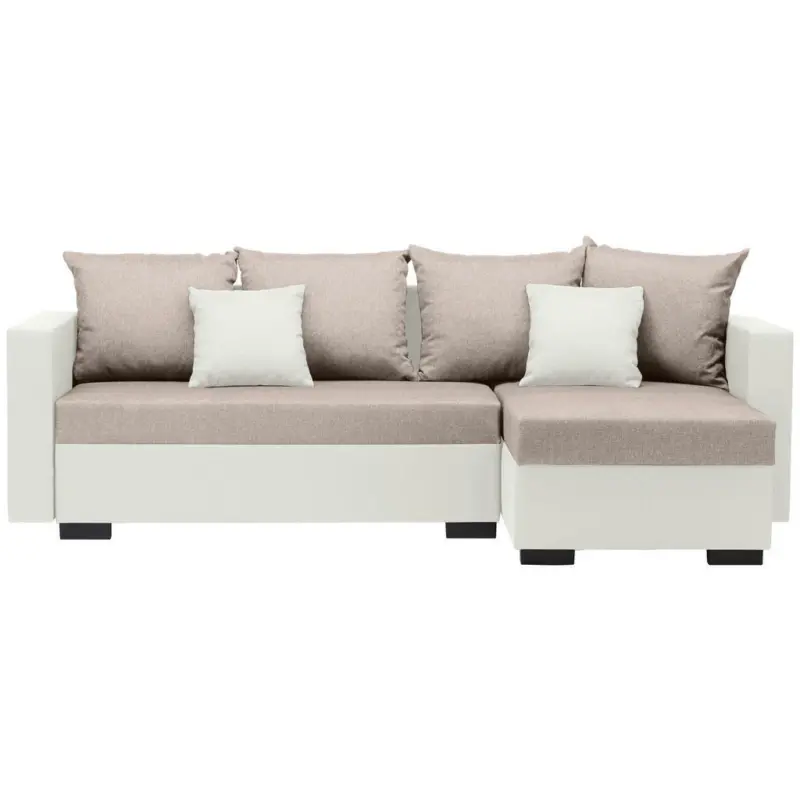 Ecksofa in Flachgewebe Weiß, Beige