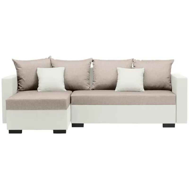 Ecksofa in Flachgewebe Weiß, Beige