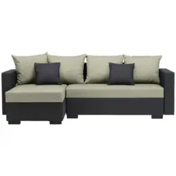 Ecksofa in Flachgewebe Anthrazit, Mintgrün