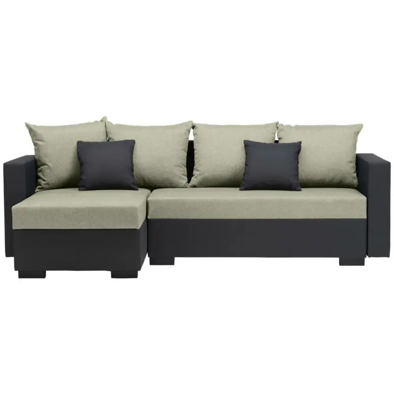 Ecksofa in Flachgewebe Anthrazit, Mintgrün