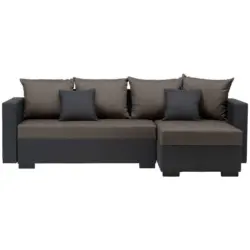 Ecksofa in Flachgewebe Grau, Taupe