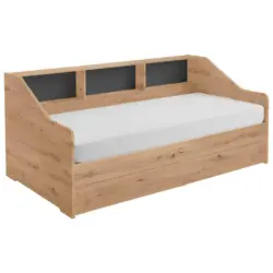 Ausziehbett 90/200 cm in Dunkelgrau, Eiche Artisan