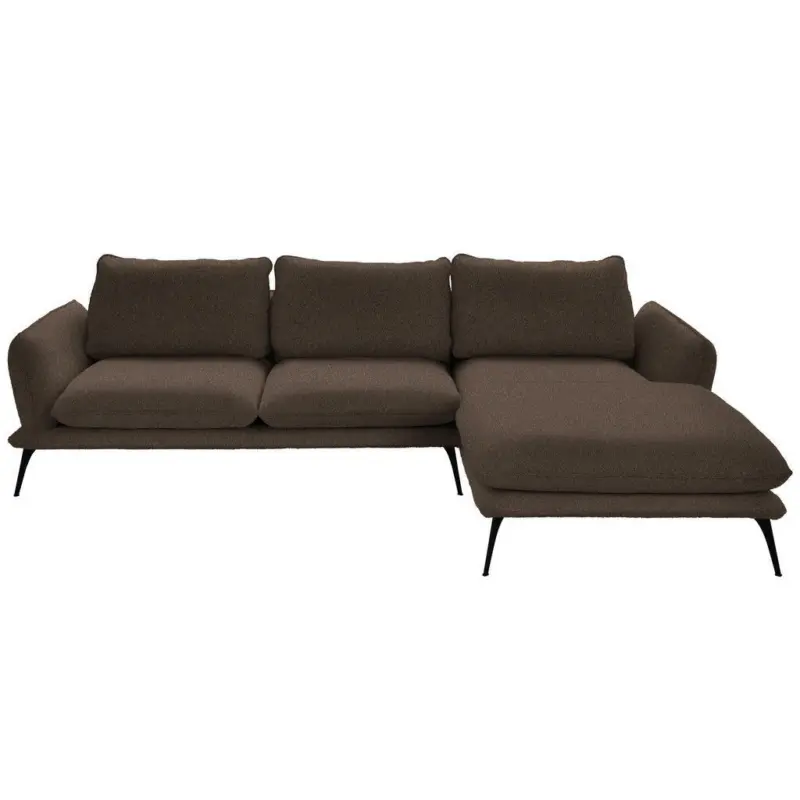 Ecksofa in Bouclé Dunkelbraun