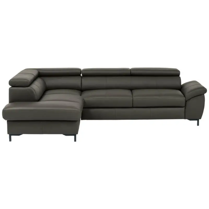 Ecksofa in Kombination Echtleder/Lederlook Anthrazit