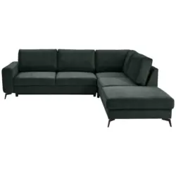 Ecksofa in Chenille Dunkelgr&uuml;n