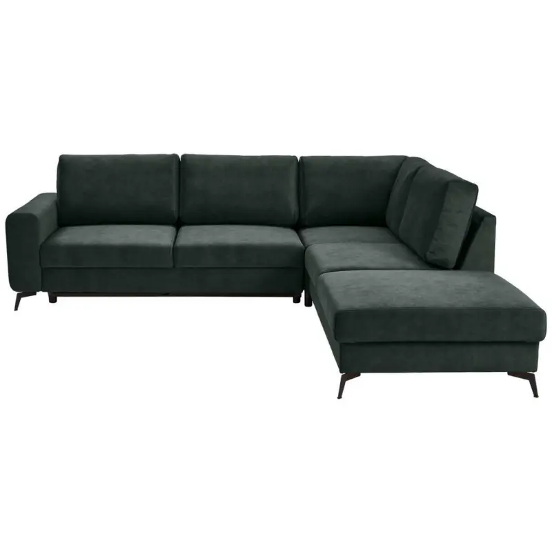 Ecksofa in Chenille Dunkelgr&uuml;n