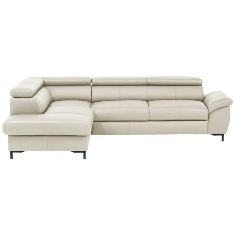 Ecksofa in Kombination Echtleder/Lederlook Naturfarben