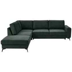 Ecksofa in Chenille Dunkelgr&uuml;n