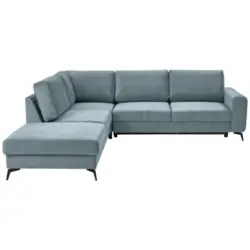 Ecksofa in Chenille Hellblau