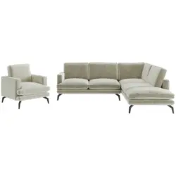 Sitzgarnitur in Flachgewebe Hellbraun