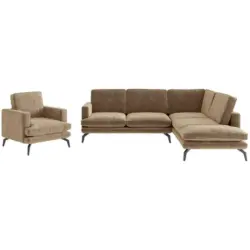 Sitzgarnitur in Flachgewebe Braun