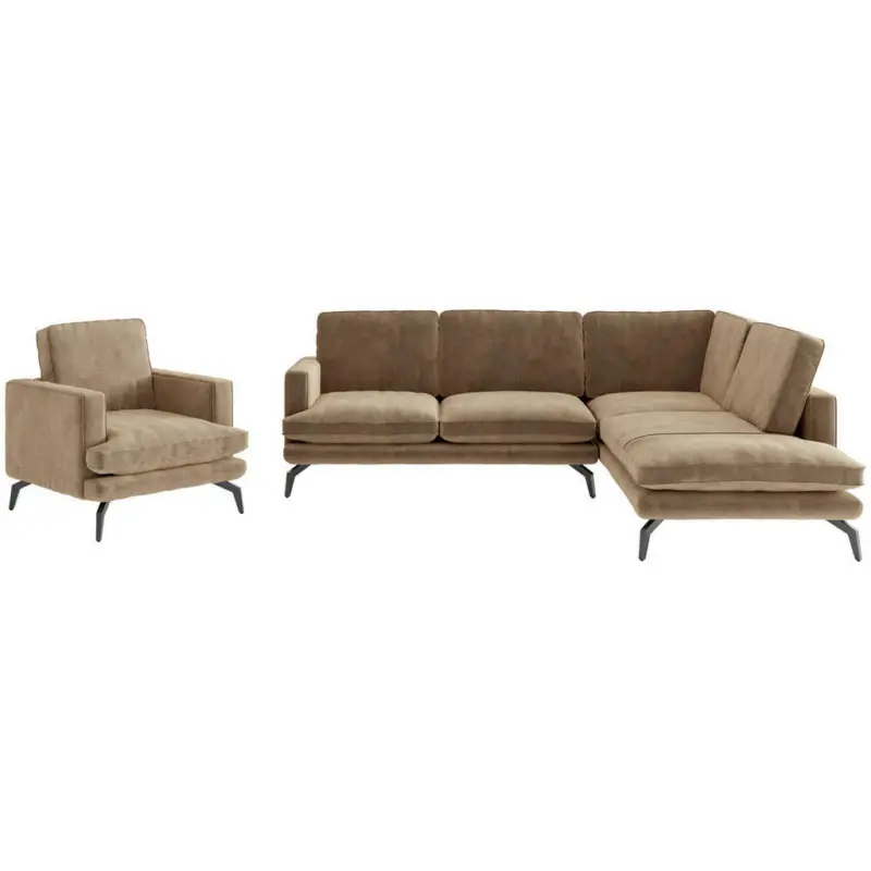 Sitzgarnitur in Flachgewebe Braun
