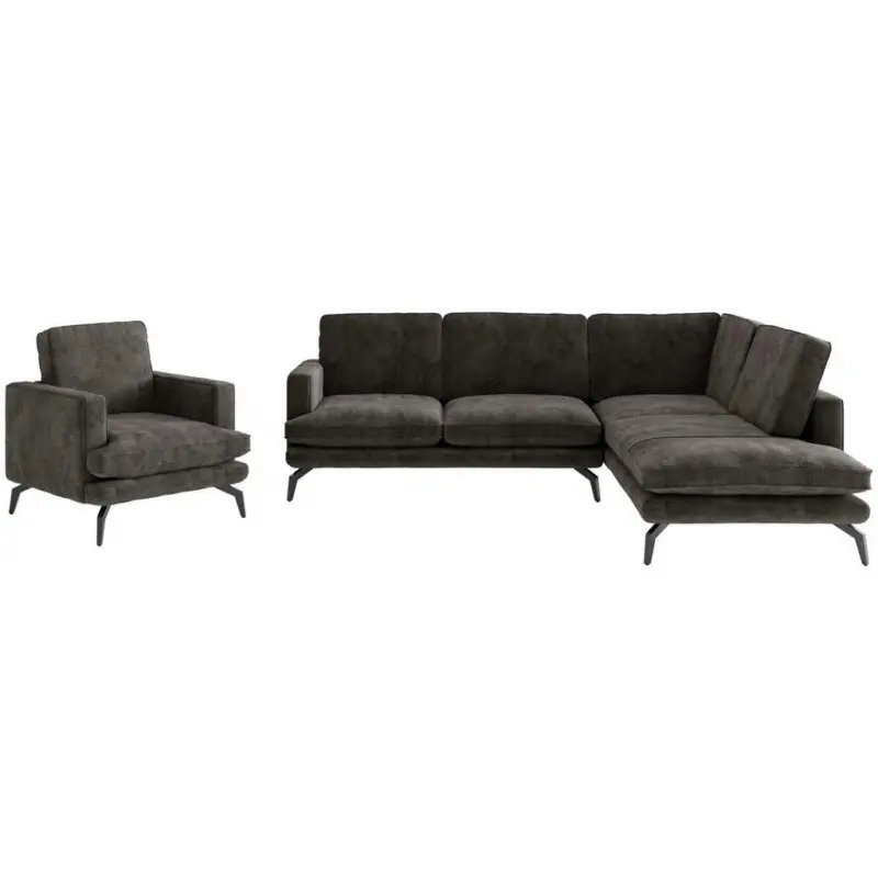 Sitzgarnitur in Flachgewebe Anthrazit