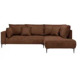 Ecksofa in Lederlook Cognac