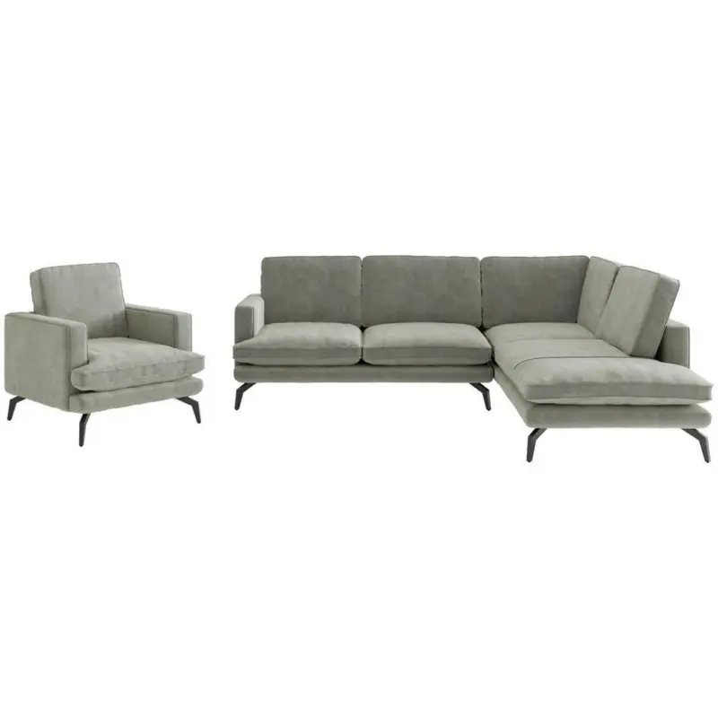 Sitzgarnitur in Flachgewebe Champagner