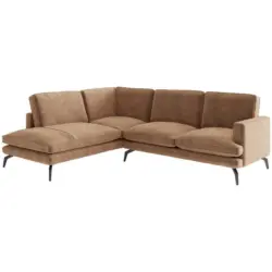 Ecksofa in Flachgewebe Braun