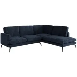 Ecksofa in Flachgewebe Dunkelblau
