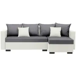 Ecksofa in Flachgewebe Anthrazit, Wei&szlig;