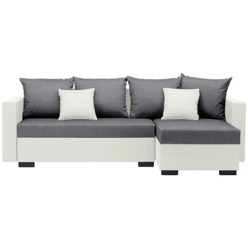 Ecksofa in Flachgewebe Anthrazit, Wei&szlig;