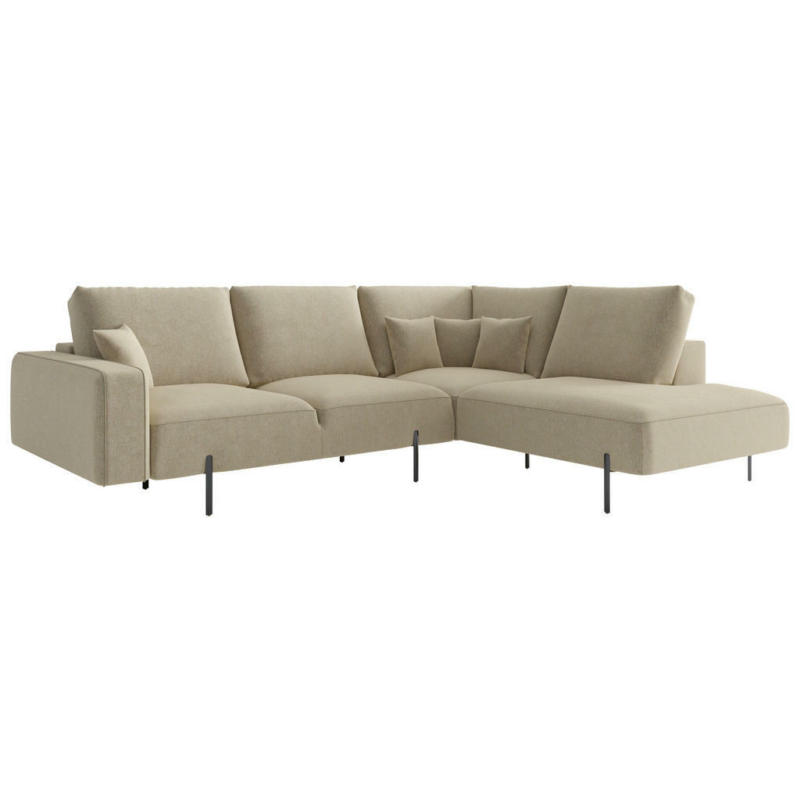 Ecksofa in Flachgewebe Cappuccino