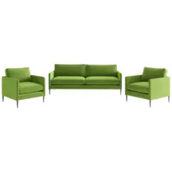 Sitzgarnitur in Flachgewebe Grün