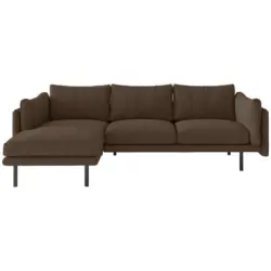 Ecksofa in Flachgewebe Hellbraun