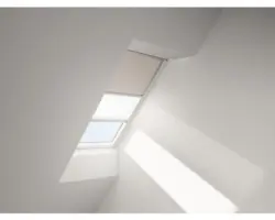 VELUX Vorteils-Set Verdunkelungsrollo uni hellbeige und Faltstore Plissee weiß manuell Rahmen aluminium DFD P06 1085S