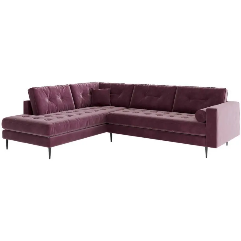 Ecksofa in Flachgewebe Dunkelrot