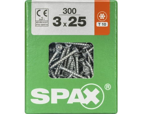 Spax Universalschraube Senkkopf Stahl gehärtet T 10, Holz-Vollgewinde 3x25 mm, 300 Stück