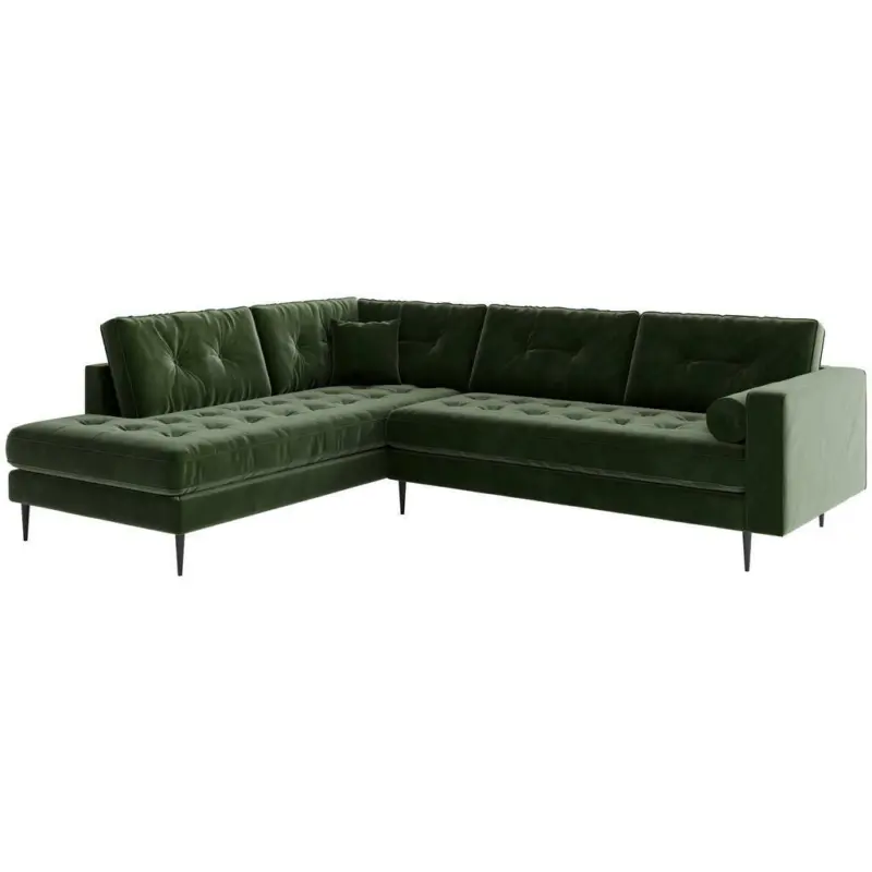 Ecksofa in Flachgewebe Olivgrün