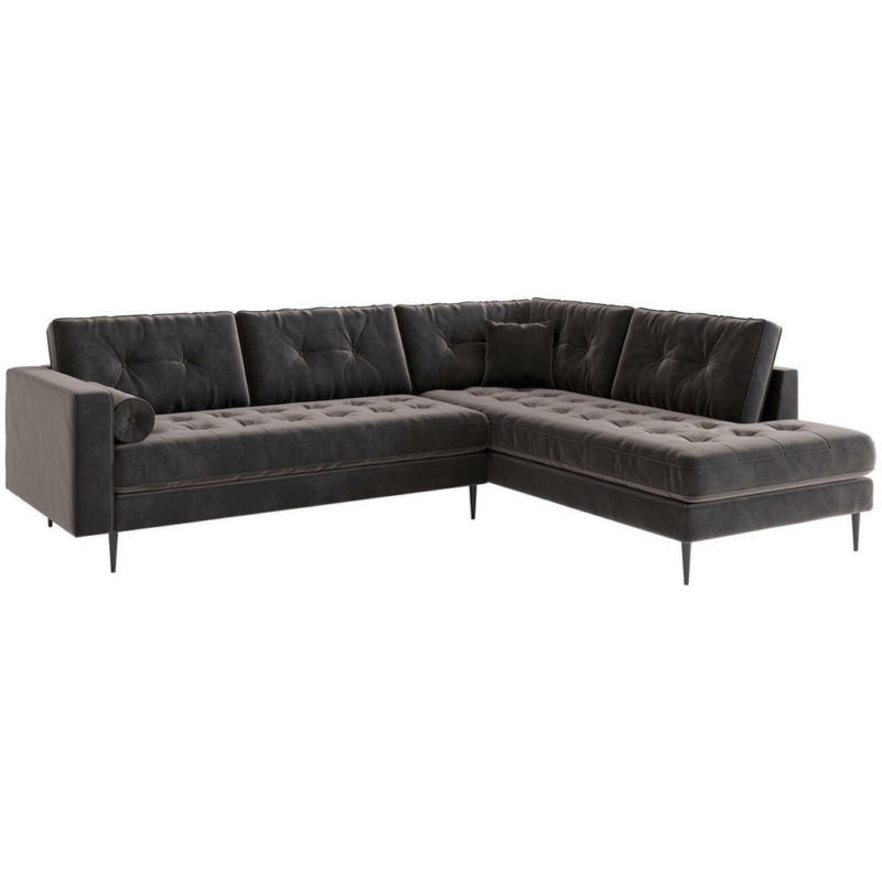 Ecksofa in Flachgewebe Schwarz