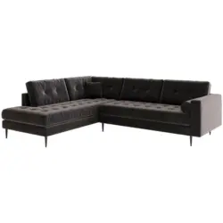Ecksofa in Flachgewebe Schwarz