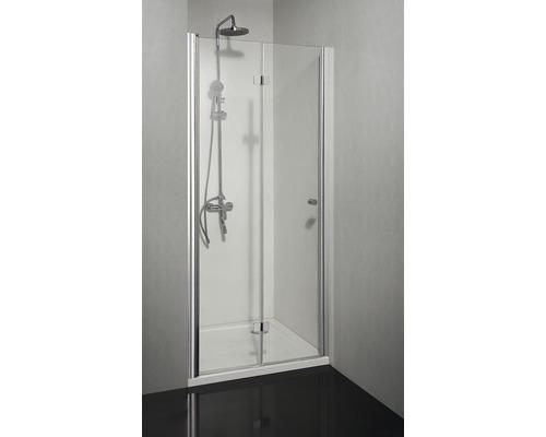 Drehfalttür für Nische und Seitenwand Sanotechnik Smartflex D12100FL 1000x1950 mm Anschlag links Echtglas Klar hell chromoptik