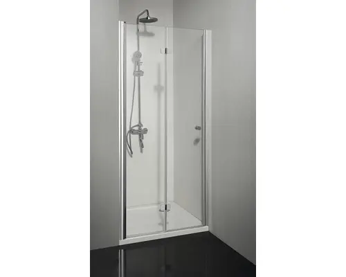 Drehfalttür für Nische und Seitenwand Sanotechnik Smartflex D1280FL 800x1950 mm Anschlag links Echtglas Klar hell chromoptik